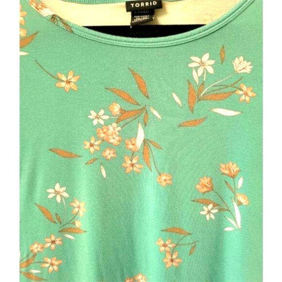 Torrid Teal Floral Jersey Tank. - Picture 4 of 13